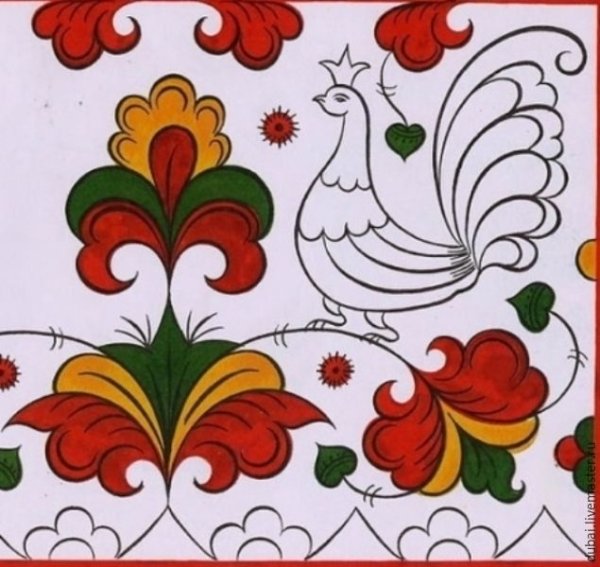 Пермогорская роспись Жар птица