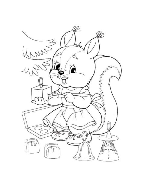 Новогодняя раскраска (белка)