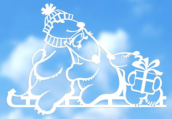 Новогодние трафареты на окна для вырезания Умка