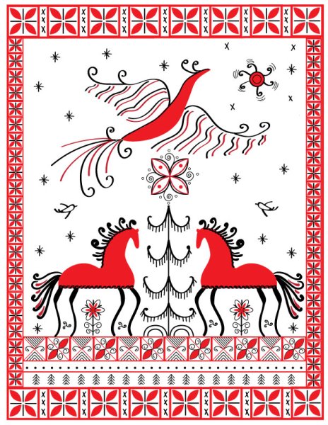 Мезенская роспись элементы росписи конь