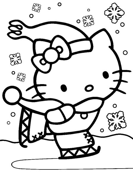 Hello Kitty раскраска Новогодняя