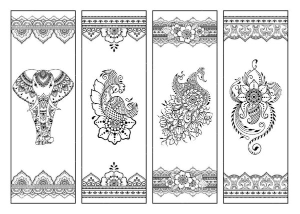 Раскраска закладки для книг национальный орнамент