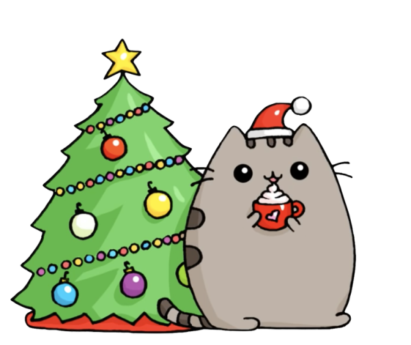 Новогодний кот мультяшный