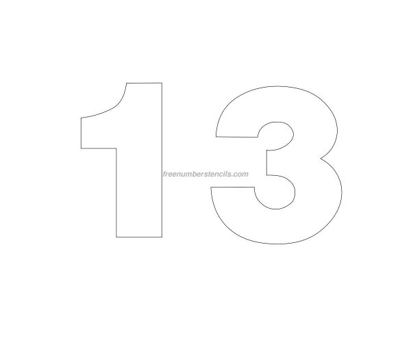 Цифра 13 трафарет