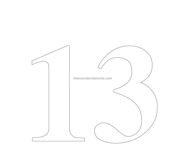 Цифра 13 трафарет