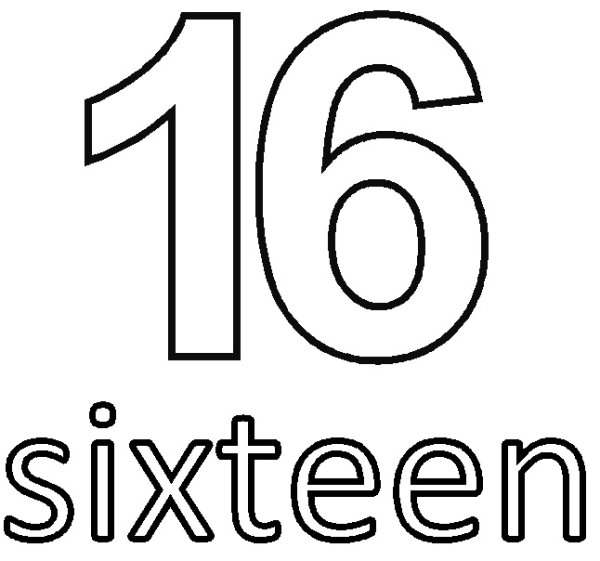 Цифра 16 трафарет