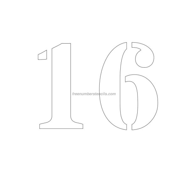 Трафарет цифры 16 для вырезания
