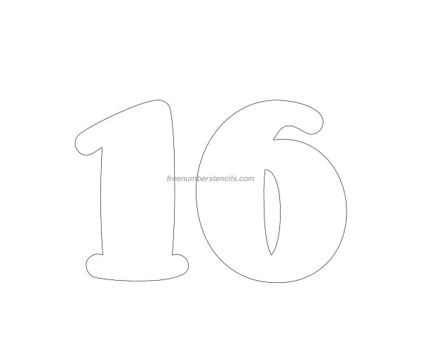 Цифра 16 трафарет