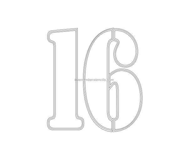 Трафарет цифры 16 для вырезания