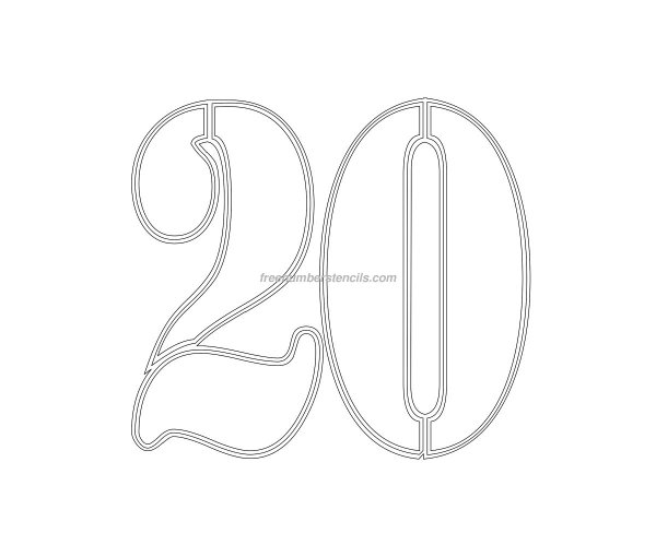 Цифра 20 красивая трафарет