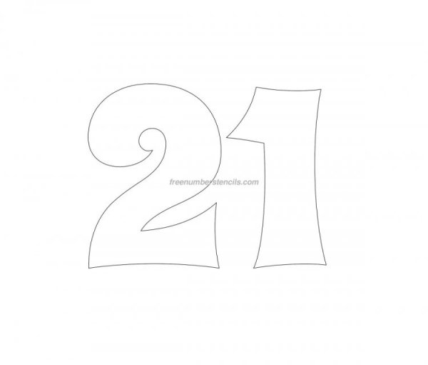 Трафарет цифры 21 для вырезания
