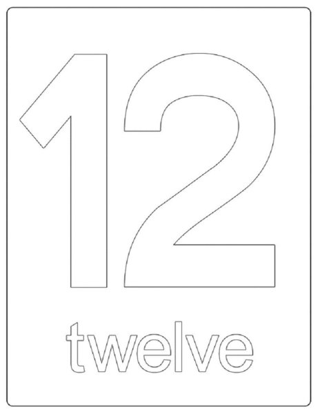 Цифра 12 трафарет