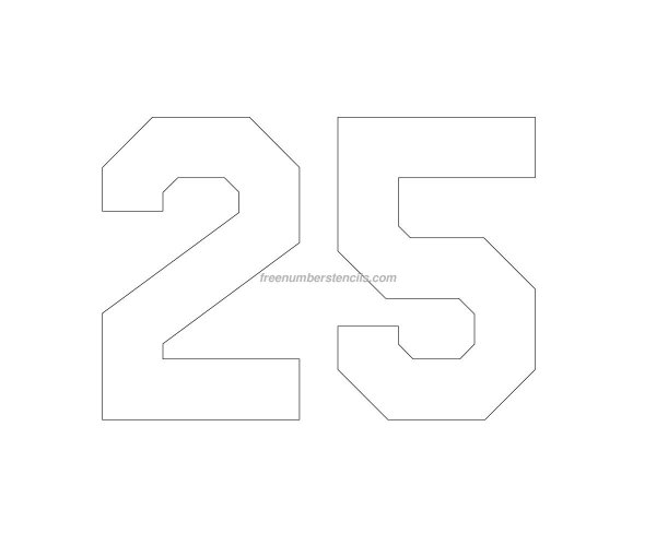 Трафарет цифр 25 для вырезания