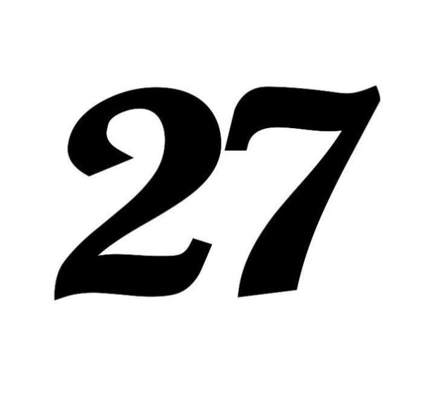 Цифра 27 на белом фоне