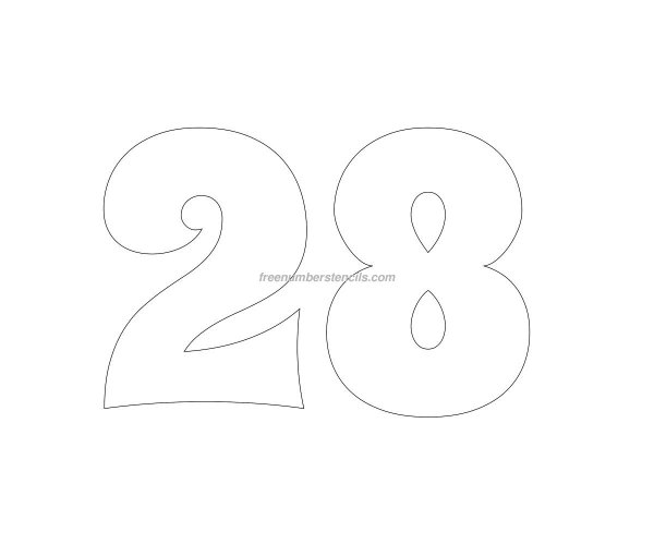 Цифра 28 трафарет