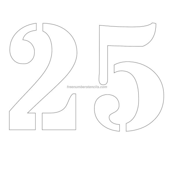 Трафарет цифр 25 для вырезания