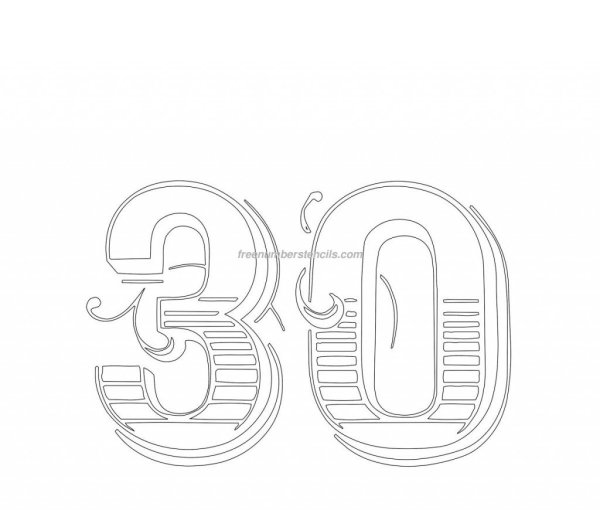 Цифра 30 трафарет