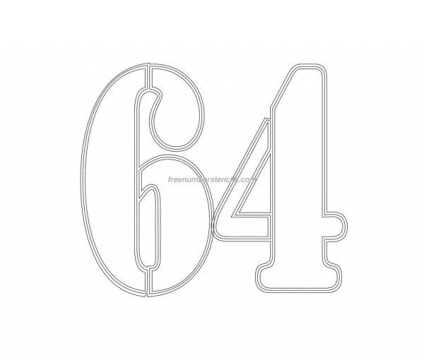 Цифра 64 трафарет