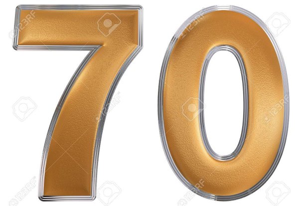 Красивые цифры 70 в золотой