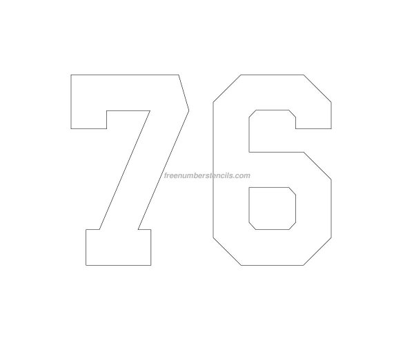 Цифра 76 трафарет