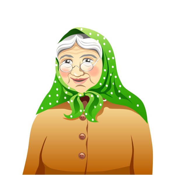 Бабушка в платочке иллюст