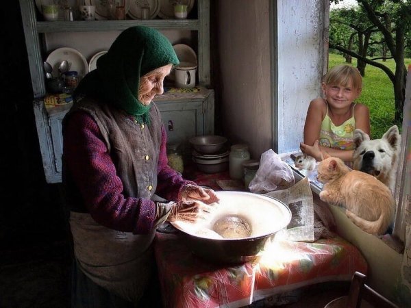 Бабушка в деревне
