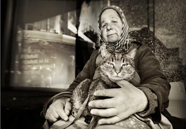 Старуха с кошками