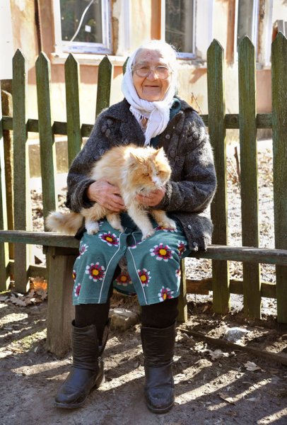 Бабушка с кошкой
