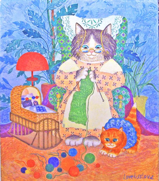Бабушка с кошкой