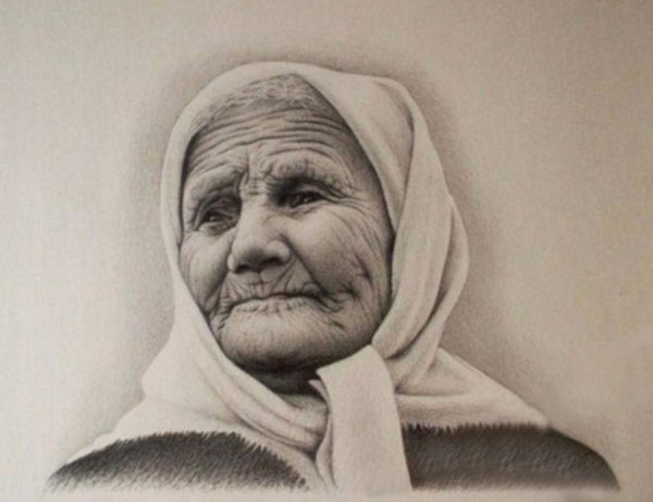 Старушка рисунок карандашом