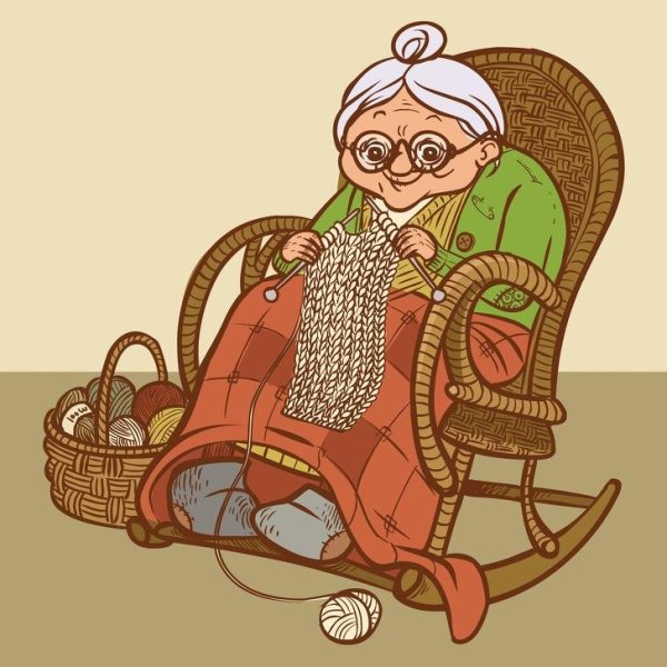 Бабка в кресле качалке