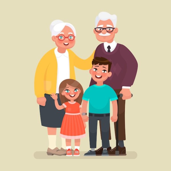 Картинки бабушка с дедушкой и внуки (48 фото)