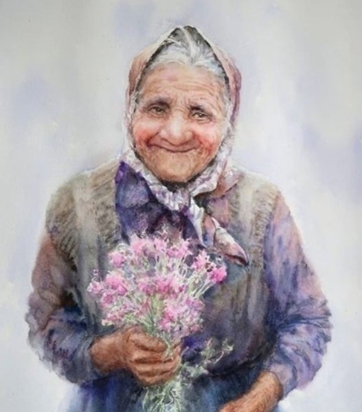 Старушка с цветами