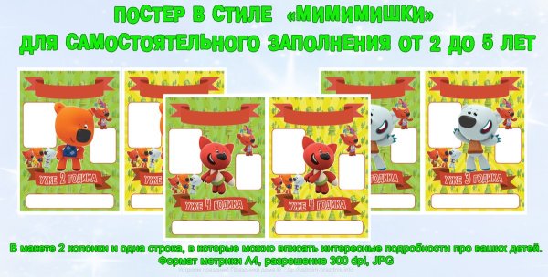 Плакат с Мимимишками с днем рождения