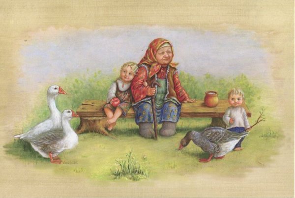 Мальчик пасет гусей