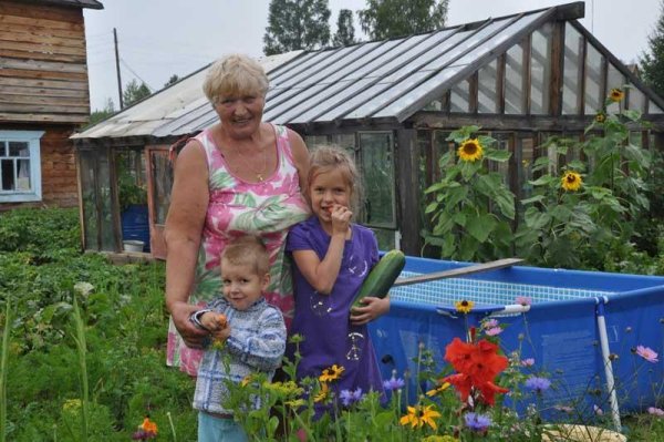 Старушка в огороде