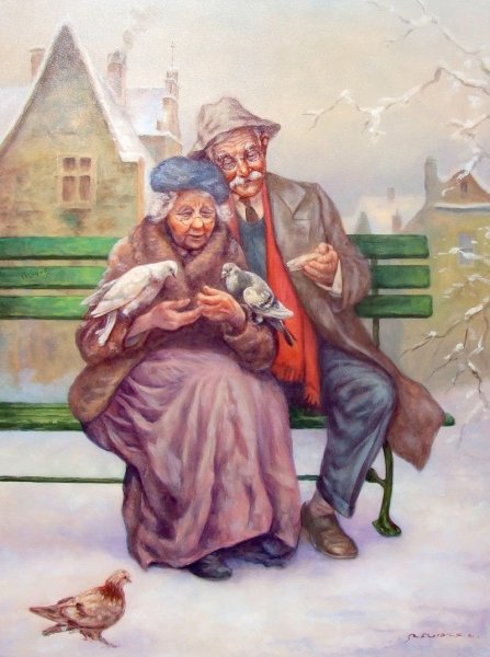 Бабушка и дедушка живопись