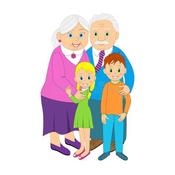 Семья с бабушкой и дедушкой иллюстрация