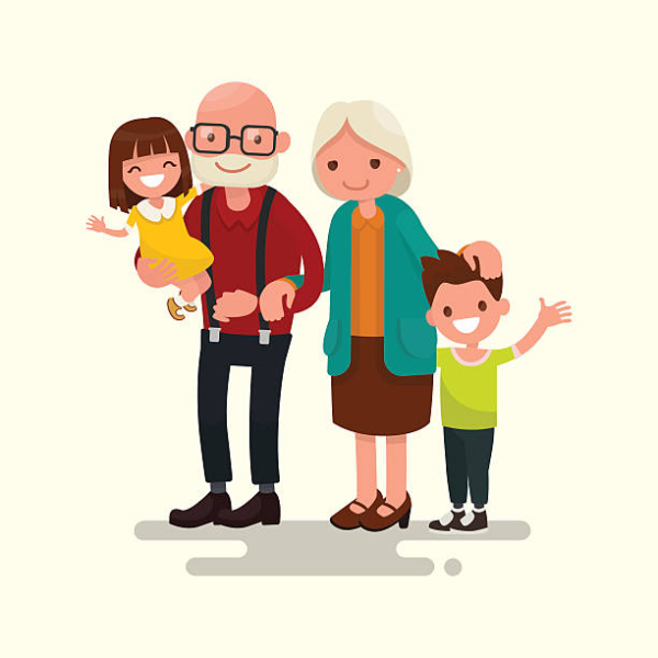 Бабушка и дедушка с внуками