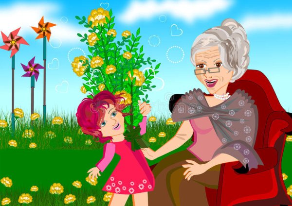 Бабушка и внучка иллюстрации