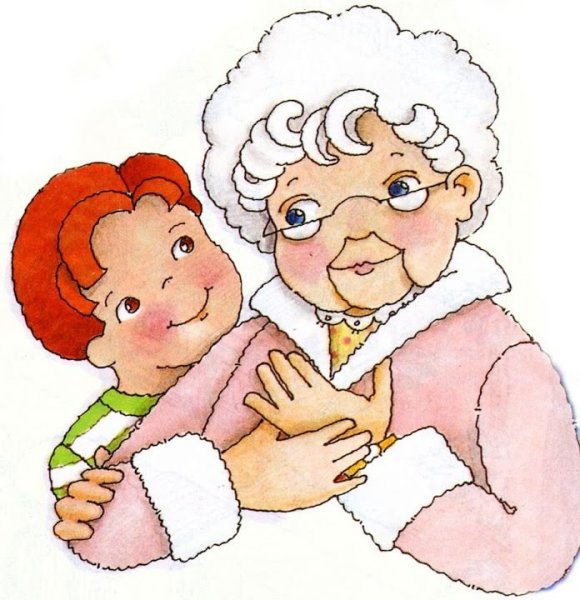 Бабушка с внуками рисунок