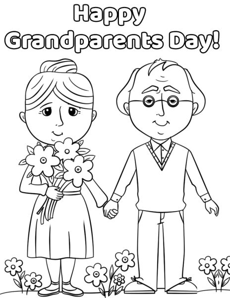 Раскраска бабушка и дедушка