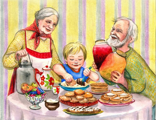 Бабушка и дедушка иллюстрация
