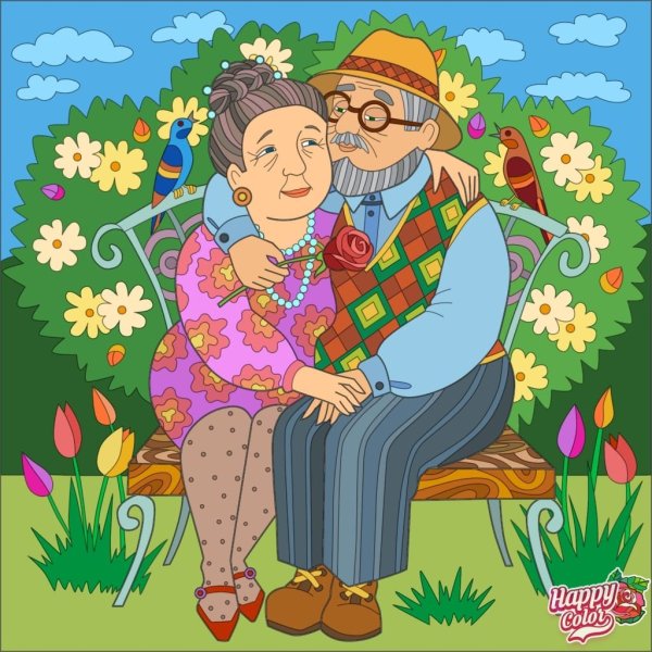 Картинки бабушка и дедушка нарисованные