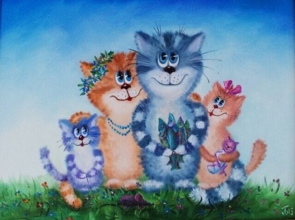 Семья котов мультяшная