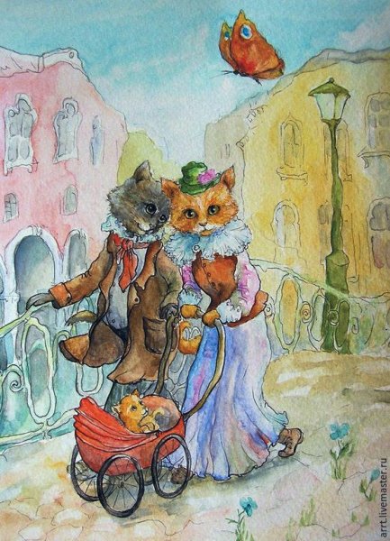 Семья кошек картина