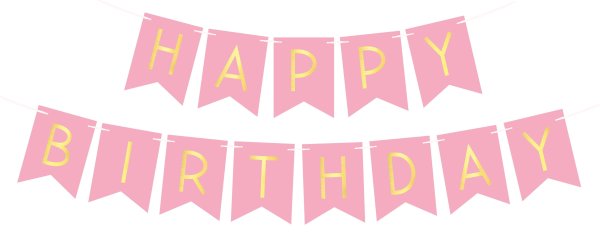 Растяжка флажки розовый Happy Birthday