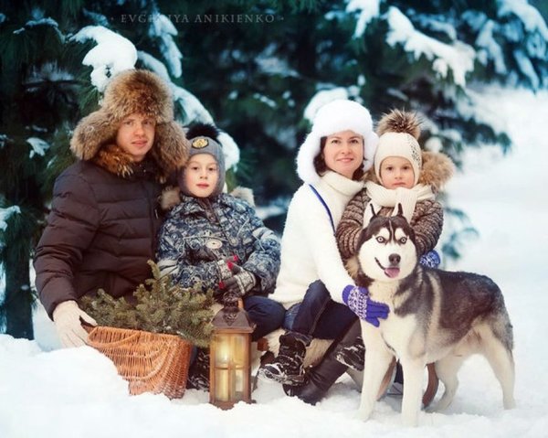 Семейная фотосессия с хаски