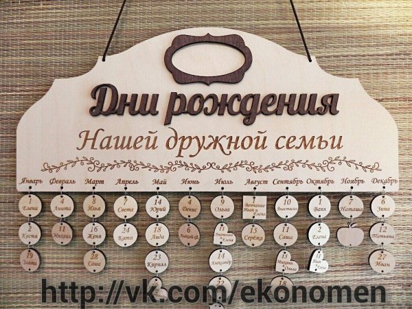 Деревянный календарь дней рождений