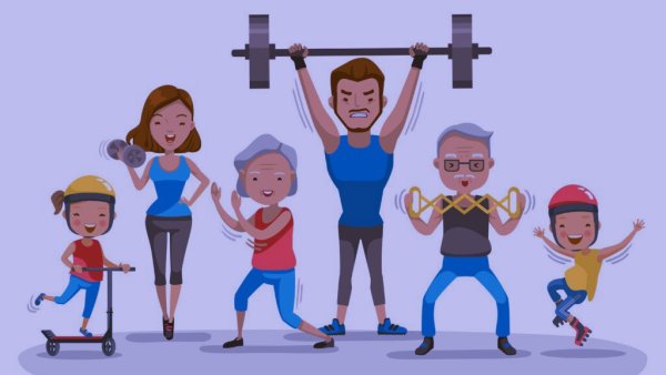 Спортивная семья иллюстрация